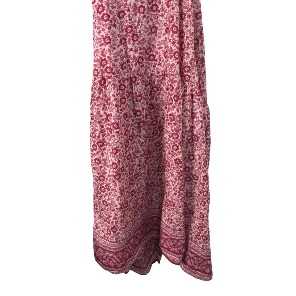 Faherty Hyland Maxi Dress Sun Up Block Print Pink Red Elevated Boho Size M - Picture 8 of 12